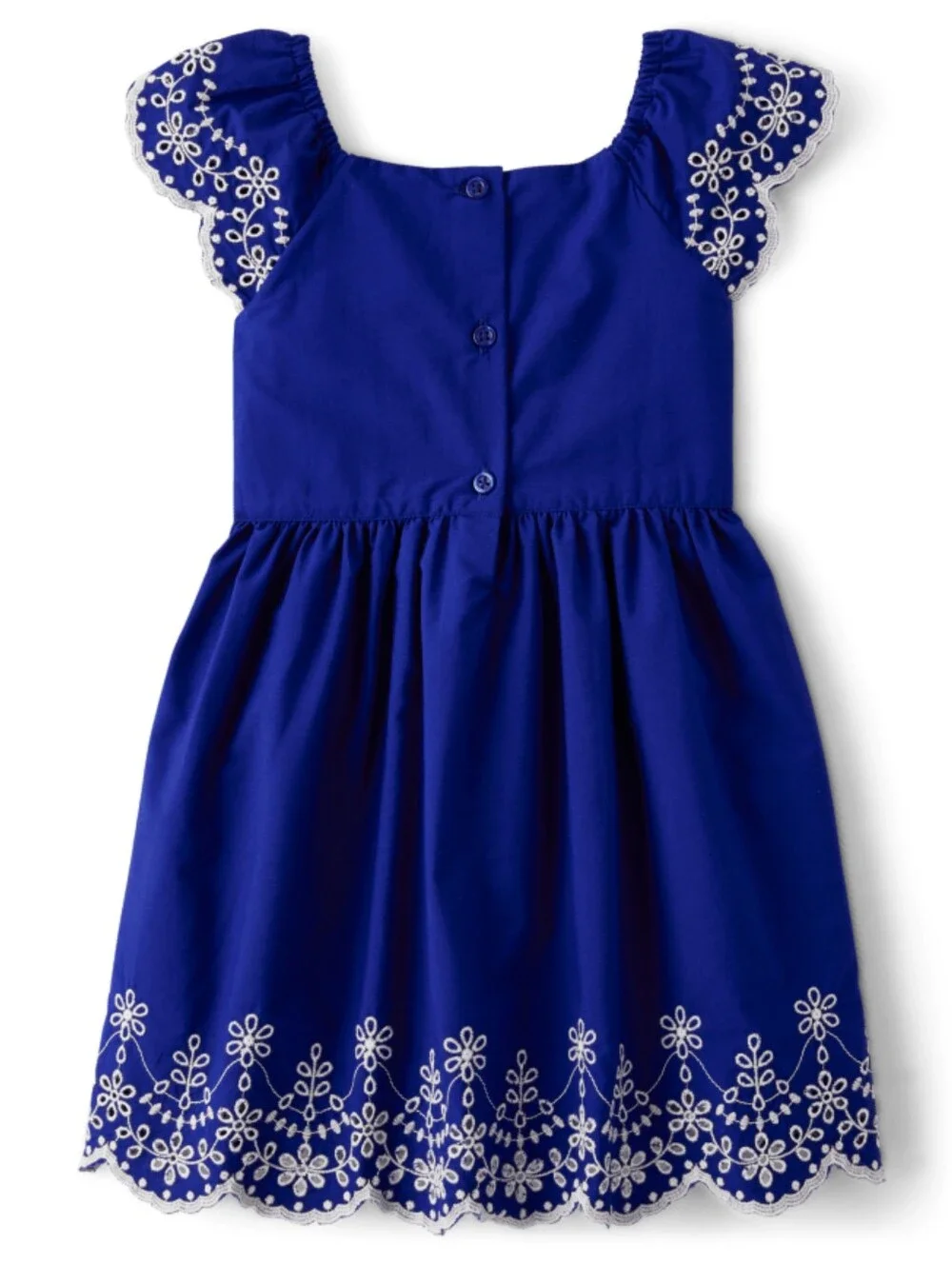 Gymboree Girls Blue Cotton White Embroidery Eyelet Fit & Flare Dress Size 12 NEW